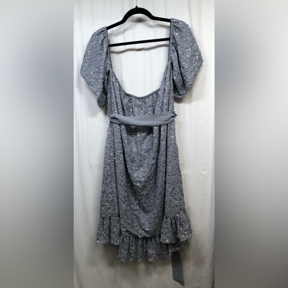 NWT ASOS Maternity Purple Sequin Off Shoulder Tie Waist Dress Size 16